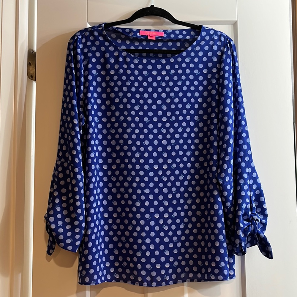 Lilly Pulitzer Blue Polka Dot Blouse